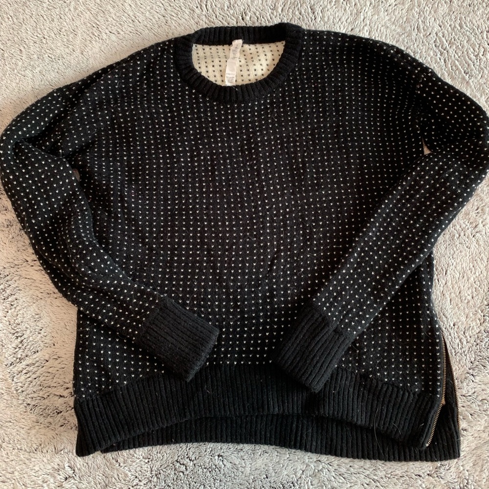 Lululemon Black Sweater with white hearts